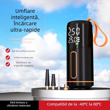 Pompa de aer fără fir pentru autoturisme și biciclete, încărcare USB, afișaj digital, manometru, 30 L/min