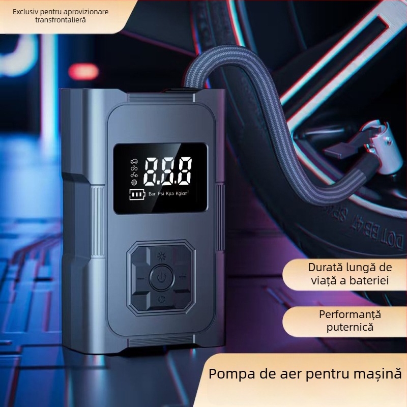Pompa de aer electric montată pe vehicul, cu afișaj digital, 12V, 120W, 35 L/min, încărcare USB-C