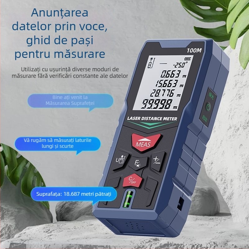 Detector de distanță cu laser dublu, riglă de măsurare cu infraroșu, complet automat, dispozitiv electronic de măsurare a distanței, înaltă precizie