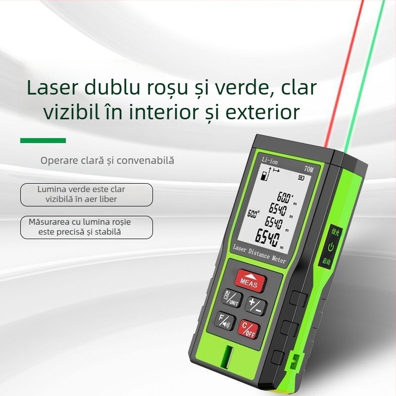 Detector de distanță cu laser dublu, riglă de măsurare cu infraroșu, complet automat, dispozitiv electronic de măsurare a distanței, înaltă precizie