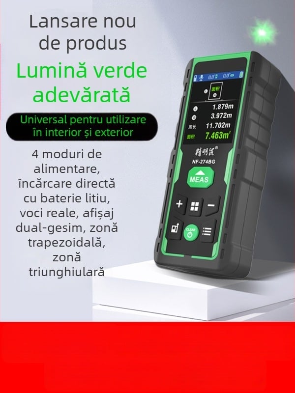 Distanțier laser portabil pentru exterior, măsurare prin infraroșu, model NF-275G/NF-274BG, înaltă precizie