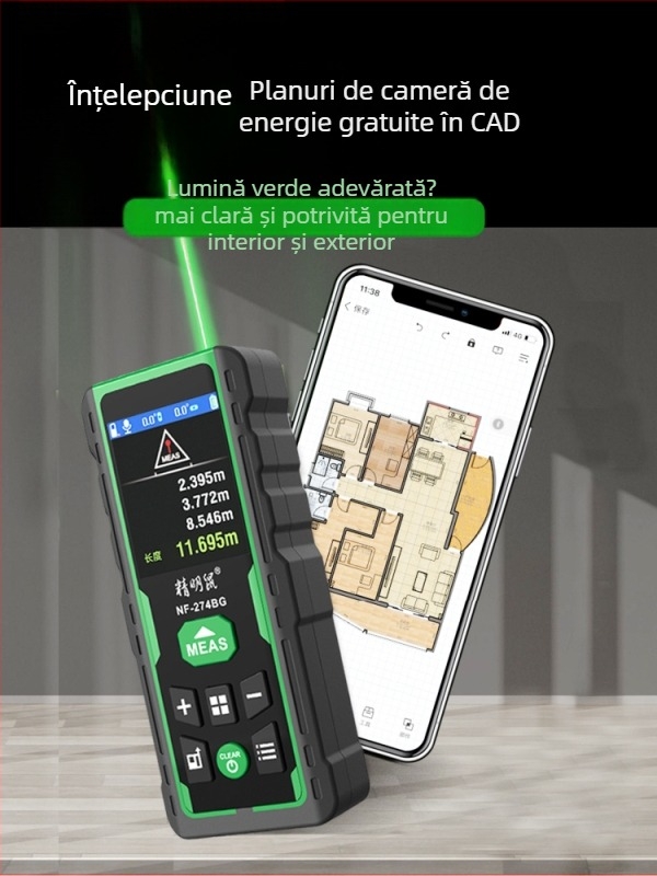 Distanțier laser portabil pentru exterior, măsurare prin infraroșu, model NF-275G/NF-274BG, înaltă precizie