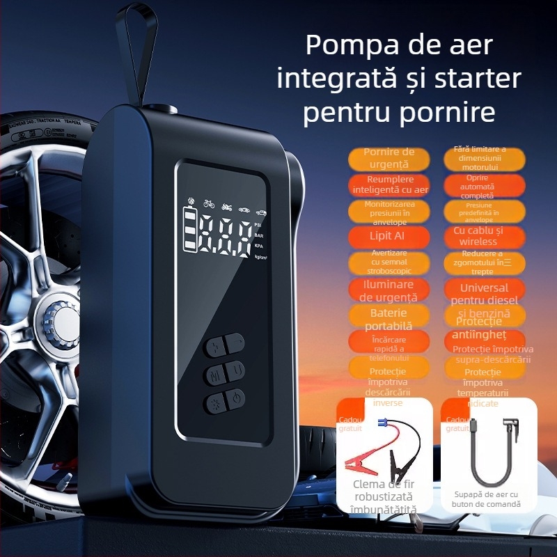 Umflător auto cu Power Bank încorporat — cu doi sau mai mulți cilindri, 100W, 14.8V, flux de aer 35 L/min, umflare extrem de rapidă