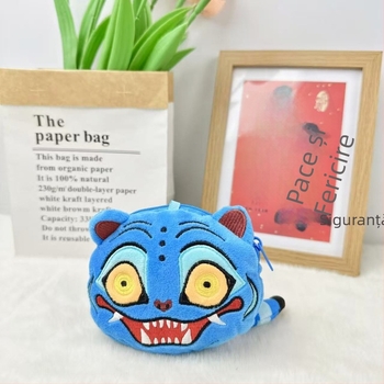 Păpușă de pluș cu temă tigru, portofel pentru monede, husă pentru căști și breloc - pluș scurt, umplutură PP bumbac, unisex, mostre personalizabile