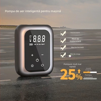 Pompa de aer portabilă pentru mașini cu afișaj digital, fără fir, design cu un singur cilindru, 80W, 7.4V, 30 L/min