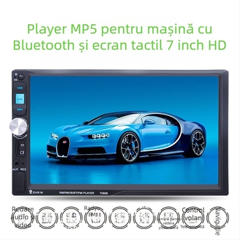 Player multimedia auto MP4/MP5, cu Bluetooth hands-free, redare prin USB/TF, ecran TFT, alimentare 12V, model 7080B