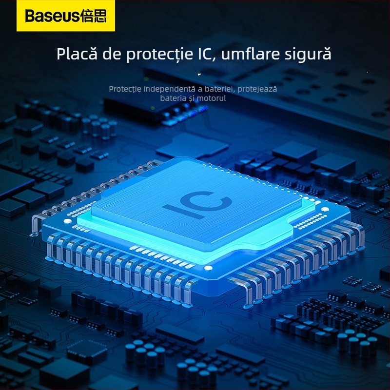 Baseus Ultra-Mini Pro pompă de aer pentru mașină cu afișaj digital, alimentare 220V prin priză, sub 80W, 667 g, peste 20 de minute de funcționare