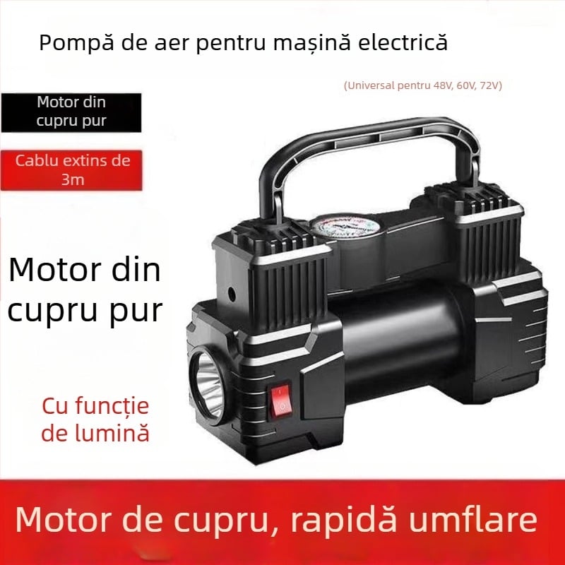 Pompa de aer pentru vehicule electrice, 220W, Afișaj digital, Două sau mai mulți cilindri, Lumină de avertizare