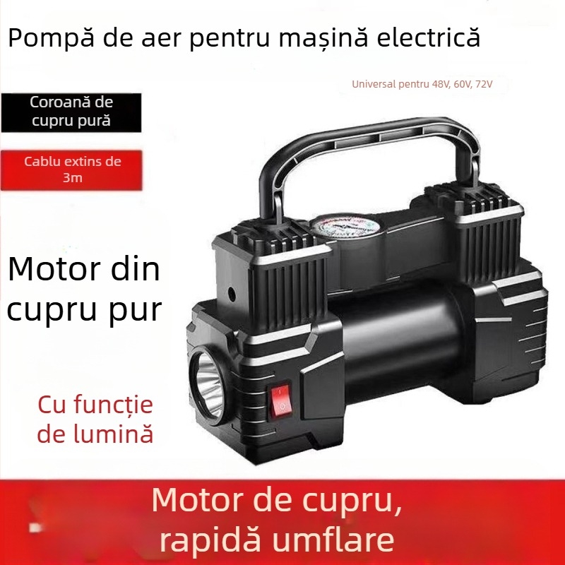 Pompa de aer pentru vehicule electrice, 220W, Afișaj digital, Două sau mai mulți cilindri, Lumină de avertizare