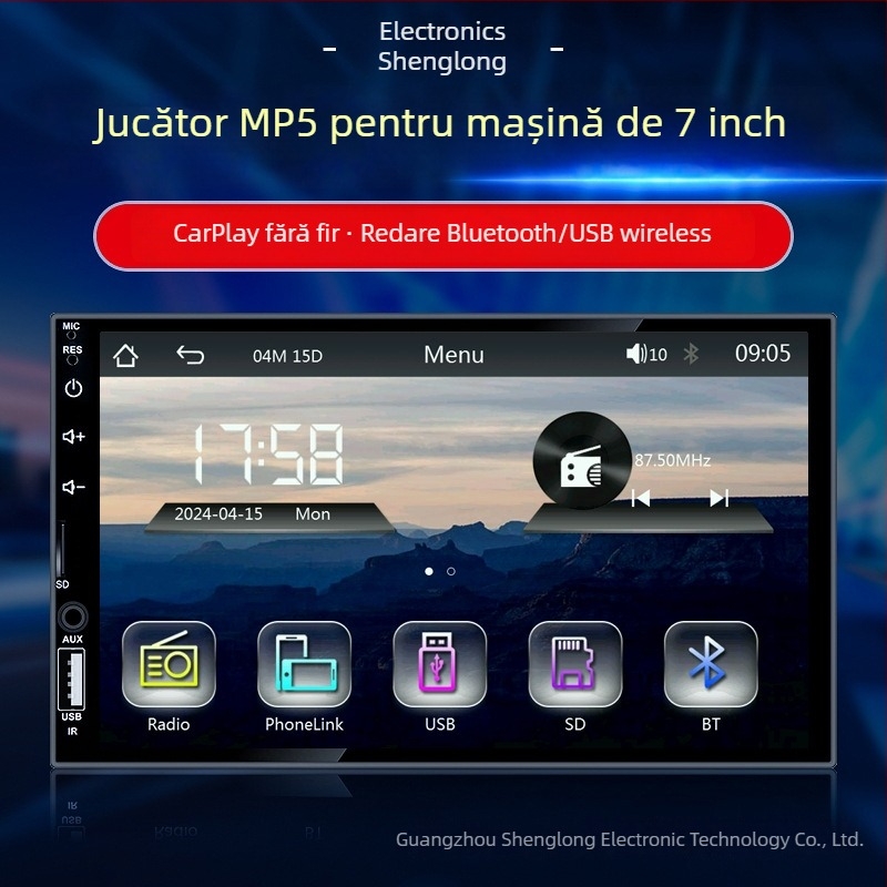 Player MP5 pentru mașină cu navigație GPS, CarPlay, ecran tactil, imagine de retroviziune, ecran LED