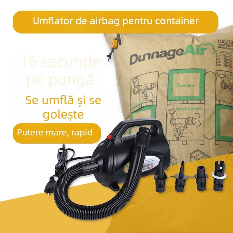 Sac aer container cu pompă cu cilindri multipli, afișaj digital, 220W, funcționare continuă >20 min, lumină de avertizare