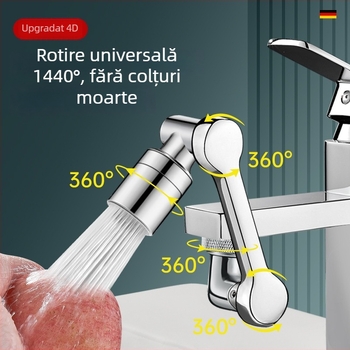Extensior de robinet rotativ cu braț robotic, adaptor universal pentru chiuvetă, protecție împotriva stropilor, intrare/ieșire Ø20 mm, aliaj de zinc, miez de cupru