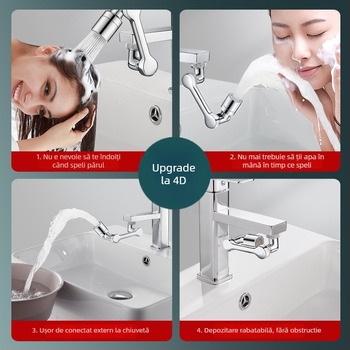 Extensior de robinet rotativ cu braț robotic, adaptor universal pentru chiuvetă, protecție împotriva stropilor, intrare/ieșire Ø20 mm, aliaj de zinc, miez de cupru