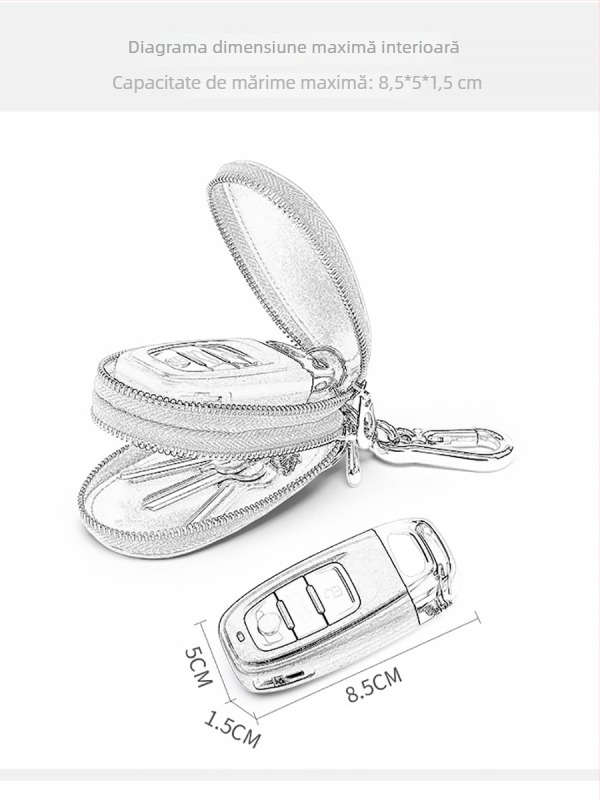 Geantă pentru chei din piele pentru bărbați, piele de calitate superioară, căptușeală din microfibră, rezistentă la uzură, stil business pentru naveta zilnică