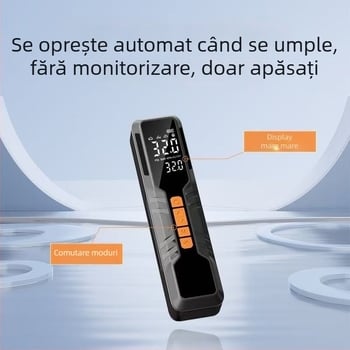 Pompa compactă pentru anvelope auto, cu afișaj digital, alimentare USB sau din priza auto (80 W, 11.1 V, 25 L/min)