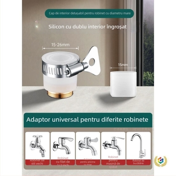 Extender pentru țeava robinetului de bucătărie, corp din cupru, finisaj periat, certificat CE