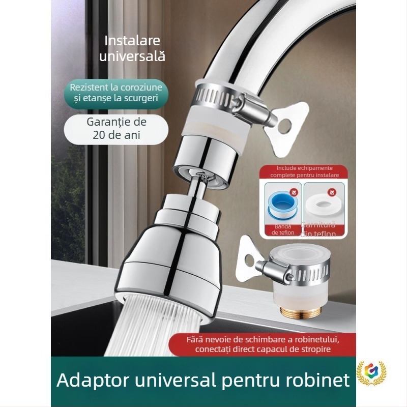 Extender pentru țeava robinetului de bucătărie, corp din cupru, finisaj periat, certificat CE