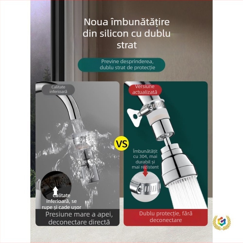 Extender pentru țeava robinetului de bucătărie, corp din cupru, finisaj periat, certificat CE
