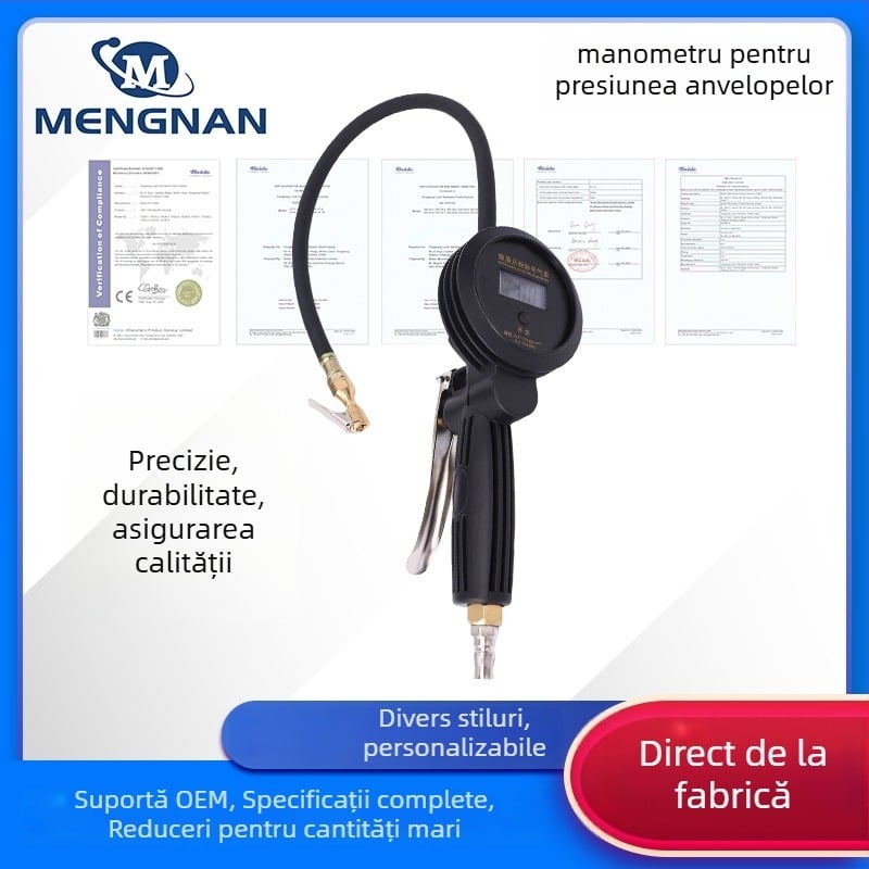 Manometru pentru pneuri cu senzor în ulei și afișaj vizual nocturn – 0–60 psi, cupru, unități variate