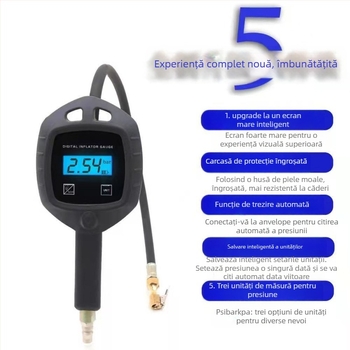 Manometru digital pentru presiunea pneurilor auto, senzor electronic pentru umflarea și măsurarea presiunii, interval 0-100 psi, afișaj în unități variate, precizie 100%