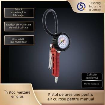 Manometru pentru pneuri cu eliberare aer și funcție de umflare, Qs/qisheng, interval 0-220 psi, unități psi/bar, precizie ±2%, corp din acrilic și aliaj