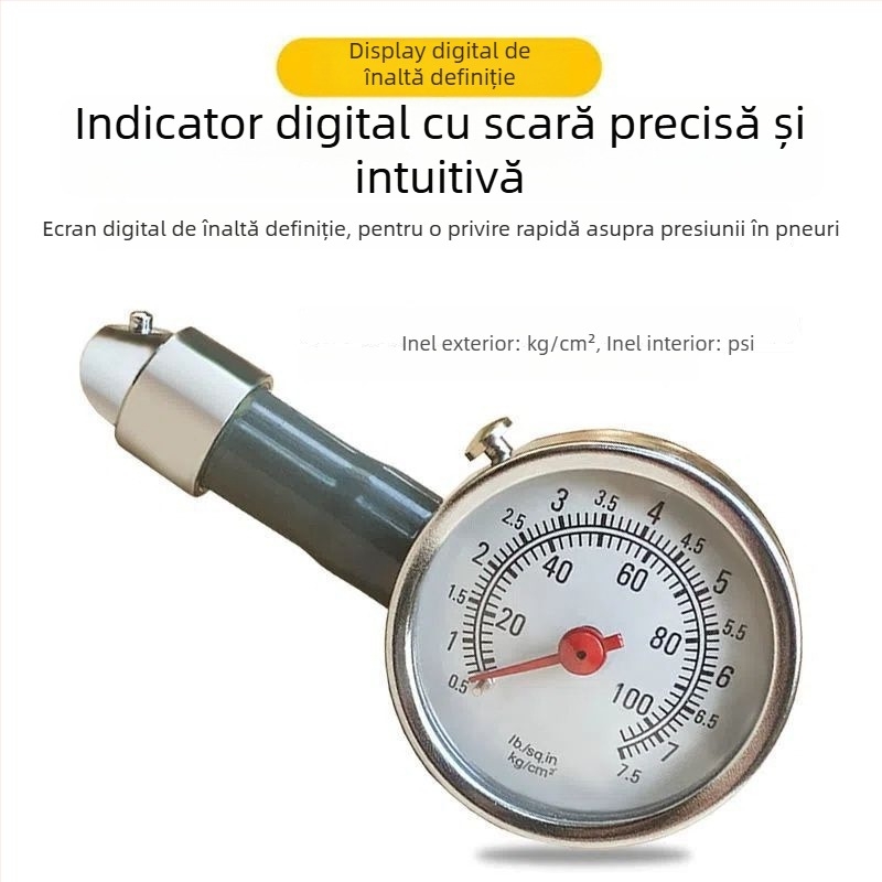 Manometru pentru presiunea pneurilor, precizie înaltă, portabil, detector de presiune pentru pneuri auto