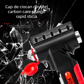 Unealtă de urgență 5 în 1: spargător de geam, ciocan multifuncțional, tăietor pentru centură, manometru pentru presiunea pneurilor (10-100 psi), lopată de zăpadă