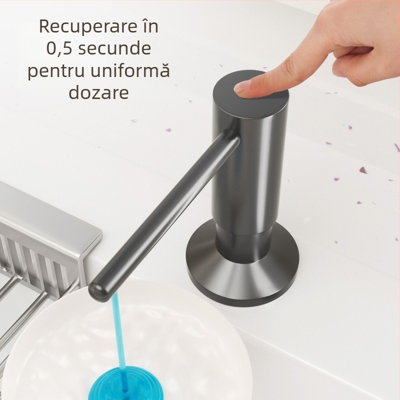 Dozator de săpun din oțel inoxidabil | Acționare prin apăsare; Montaj fără găuri; Stil modern minimalist; Greutate 350 g