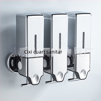 Duzor cu trei sticle pentru săpun, șampon și balsam — ABS, electroplacare, stil modern minimalist, bară de tragere