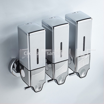 Duzor cu trei sticle pentru săpun, șampon și balsam — ABS, electroplacare, stil modern minimalist, bară de tragere