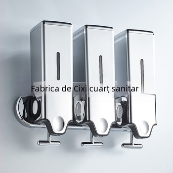 Duzor cu trei sticle pentru săpun, șampon și balsam — ABS, electroplacare, stil modern minimalist, bară de tragere