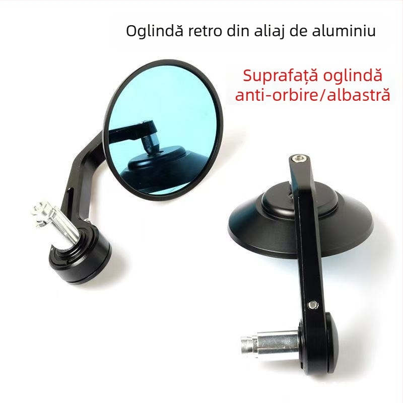 Oglindă retrovizoare pentru motocicletă, CNC, aliaj de aluminiu, formă circulară, montaj cu filet frontal și posterior