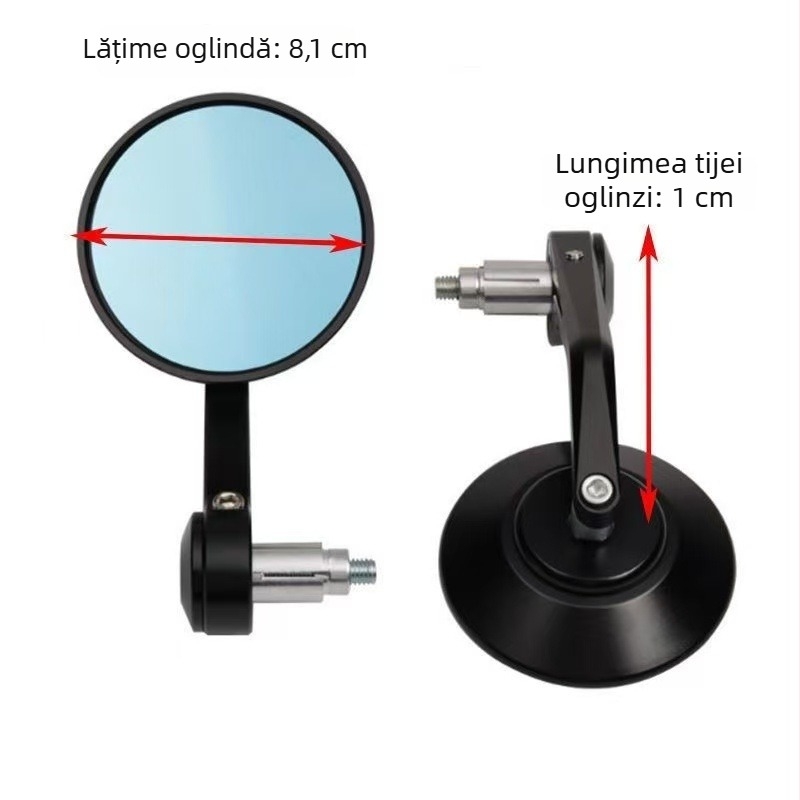 Oglindă retrovizoare pentru motocicletă, CNC, aliaj de aluminiu, formă circulară, montaj cu filet frontal și posterior