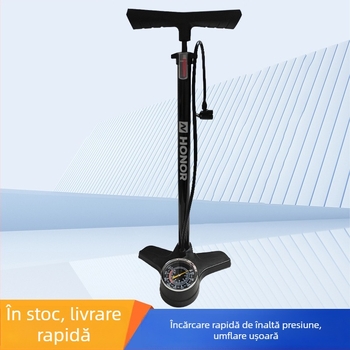 Pompa manuală pentru biciclete cu manometru, multifuncțională, potrivită pentru biciclete, mașini electrice și motociclete — model DQ8 6532K, material fier, greutate 851 g