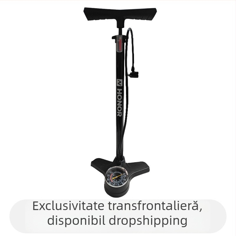 Pompa manuală pentru biciclete cu manometru, multifuncțională, potrivită pentru biciclete, mașini electrice și motociclete — model DQ8 6532K, material fier, greutate 851 g