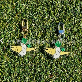 Breloc în formă de peşte, stil inspirat din reţelele sociale, acrilic, design desen animat, ambalare individuală