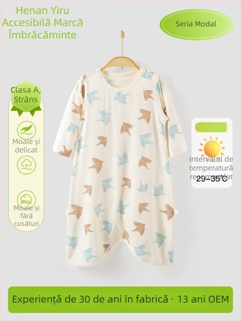 Pijama de vară pentru bebeluși din Modal – unisex, absorbție de umiditate, țesătură moale tratată, imprimeu animal desene animate