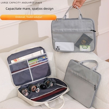 Geantă portabilă pentru organizarea documentelor cu fermoar, protecție pentru licența de afaceri și ștampilă, material textil