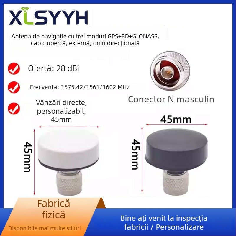 Antena activă externă omnidirecțională pentru navigație auto cu GPS, BeiDou și GLONASS, cap de tip ciupercă