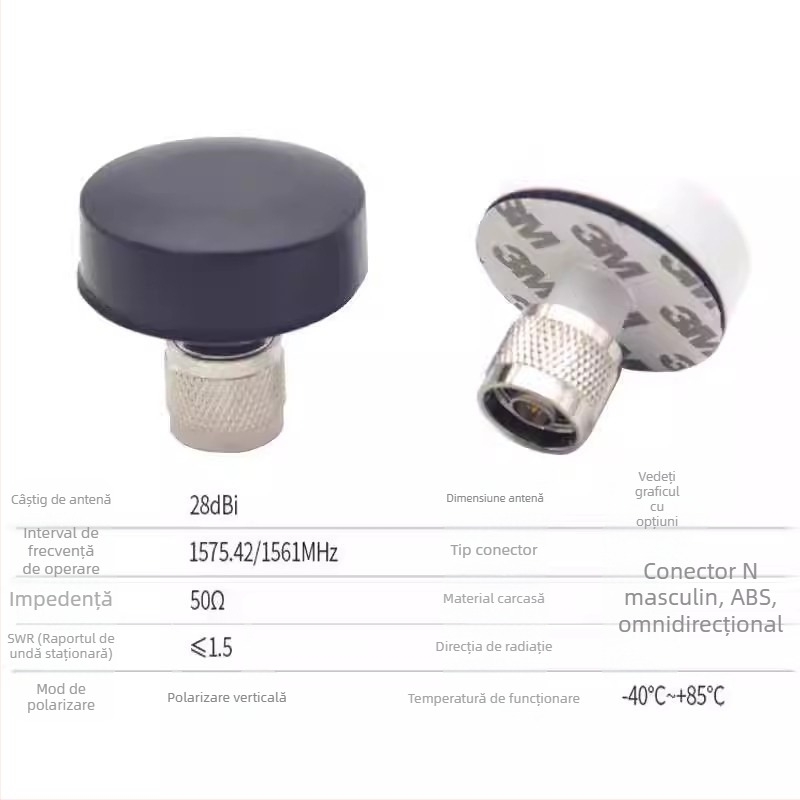 Antena activă externă omnidirecțională pentru navigație auto cu GPS, BeiDou și GLONASS, cap de tip ciupercă