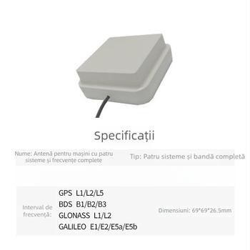 Antena RTK GPS pentru montaj exterior în vehicul, navigație GNSS, precizie înaltă, polarizare circulară dreaptă, SWR de până la 2.0