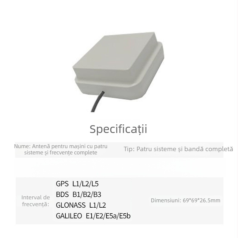 Antena RTK GPS pentru montaj exterior în vehicul, navigație GNSS, precizie înaltă, polarizare circulară dreaptă, SWR de până la 2.0