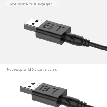 Receptor și emițător Bluetooth pentru mașină, ieșire audio duală USB și AUX, model BT 660, alimentare 5V