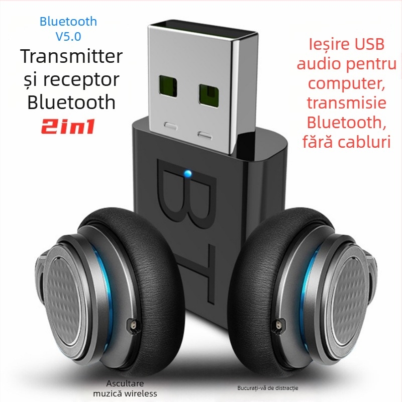 Receptor și emițător Bluetooth pentru mașină, ieșire audio duală USB și AUX, model BT 660, alimentare 5V