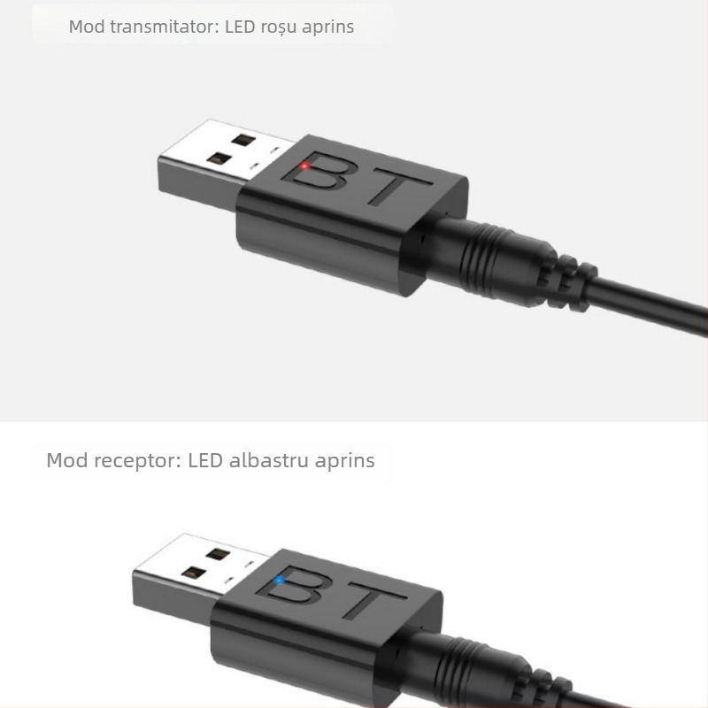 Receptor și emițător Bluetooth pentru mașină, ieșire audio duală USB și AUX, model BT 660, alimentare 5V