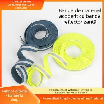 Bandă textilă pentru lesă și zgardă de câine, acoperire PVC luminoasă; impermeabilă și bandă reflectorizantă