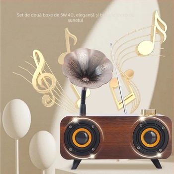 Boxă Bluetooth retro, 2 difuzoare, IPX7 impermeabil, Bluetooth 5.0, 20W, baterie încorporată 1000-1200mAh