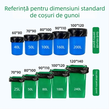 Pungă de gunoi comercială din PE, groasă, de unică folosință, cu deschidere plată, pentru uz universal