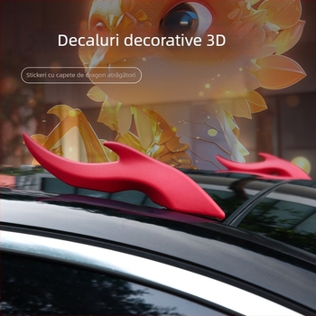 Autocolant decorativ pentru corn de dragon la mașină, ornament exterior 3D pentru antenă, EVA material, compatibil universal, origine Guangzhou