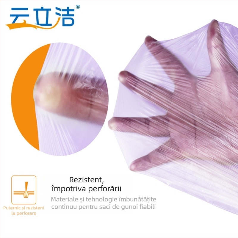 Sac de gunoi mare pentru uz casnic, HDPE îngroșat, de unică folosință, portabil, set 50 buc.